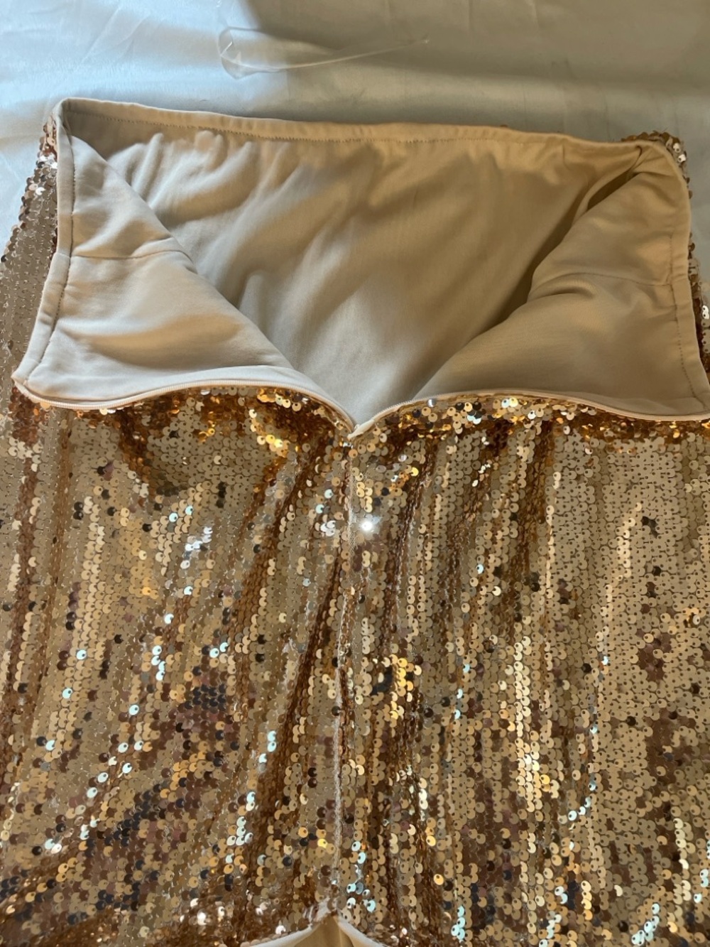 SHEIN Gold Sequin Midi Skirt Women’s Medium US 6 Sparkly Party Holiday Glam - Picture 9 of 11